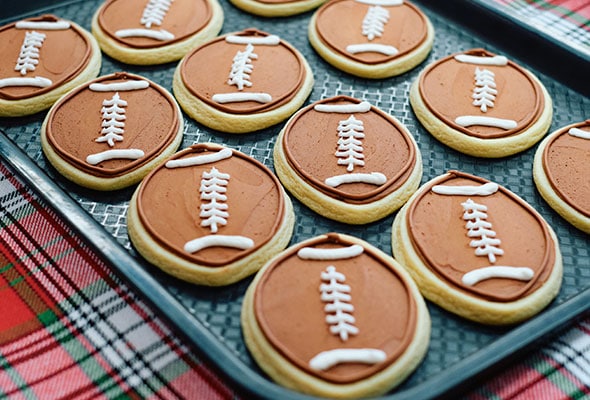 Cookies shaped like footballs.